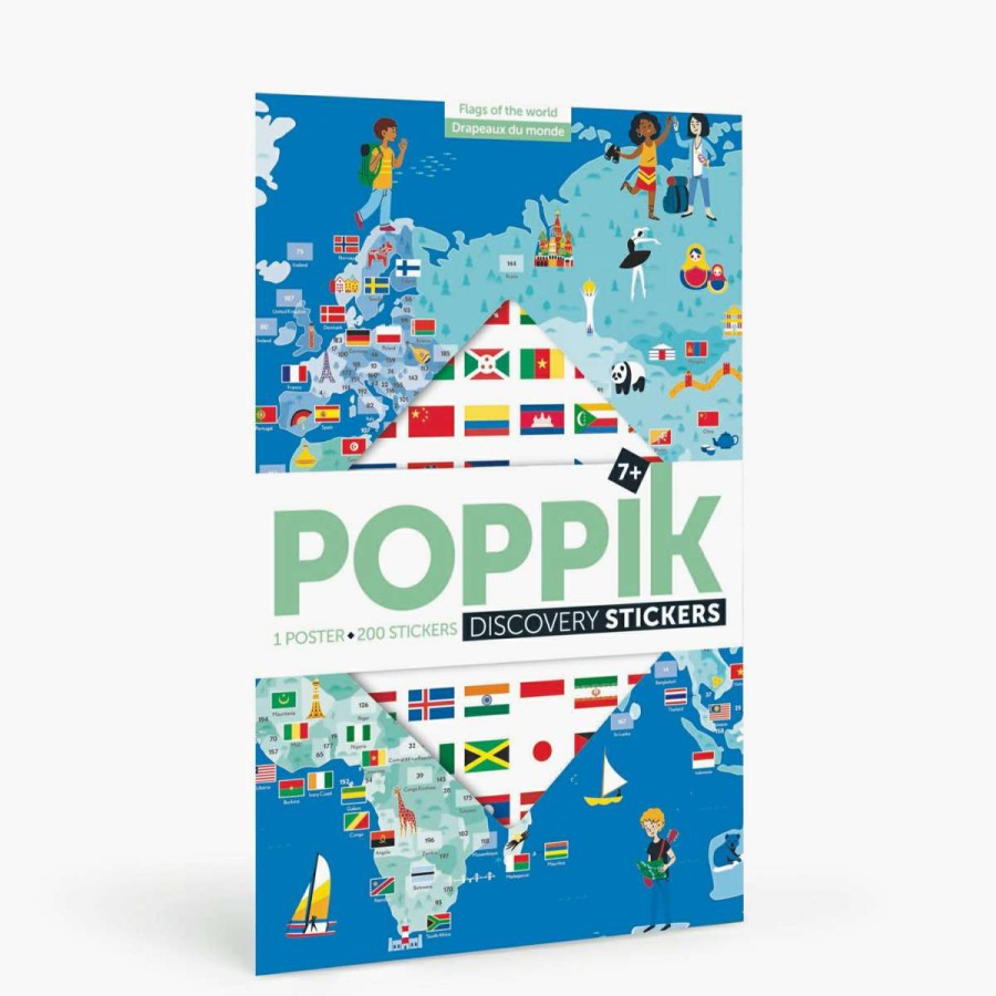 Lifestyle * | Poppik World Flags Educational Sticker Poster + 200 Stickers