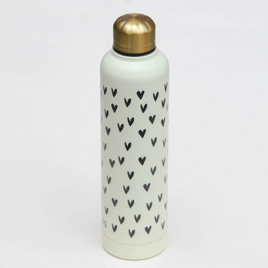 Homewares * | Caroline Gardner 550Ml Hearts Metal Water Bottle