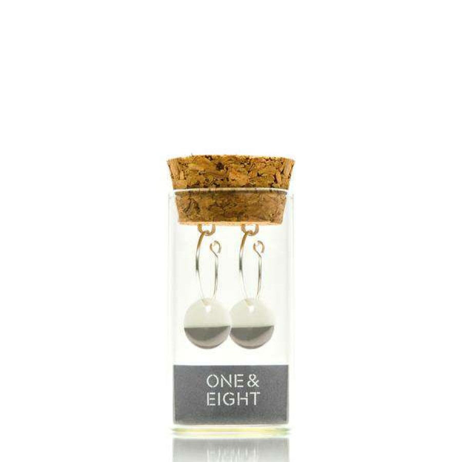 Womens * | One & Eight Porcelain Silver Dipped Earrings