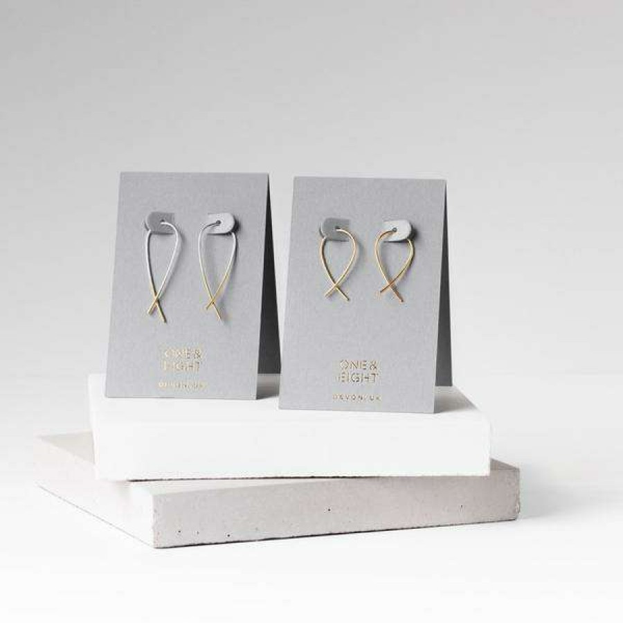 Womens * | One & Eight Gold Mini Crossover Earrings