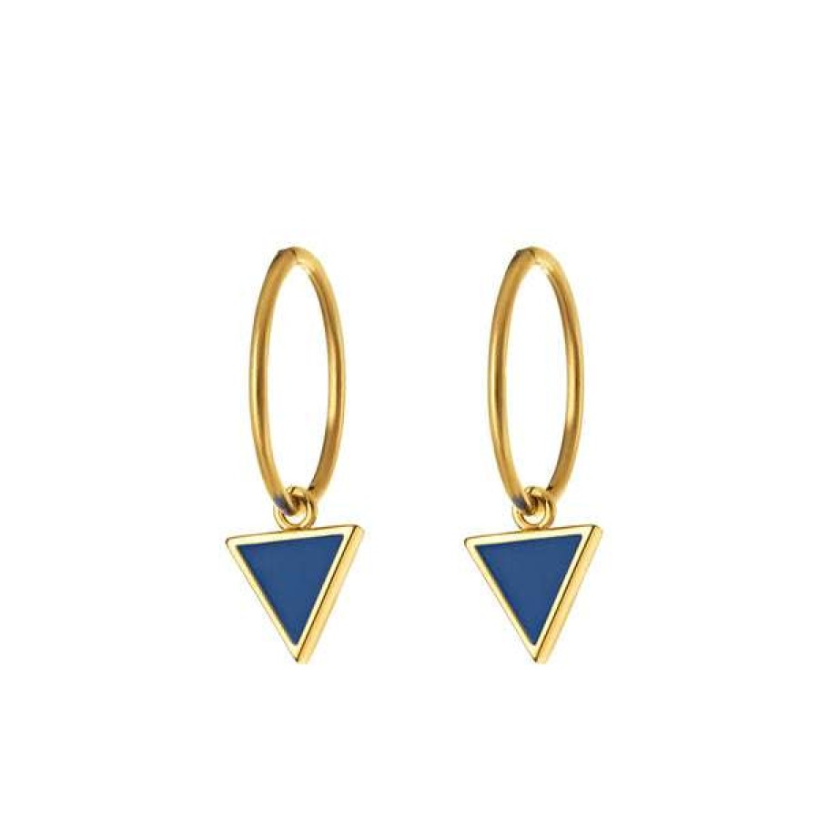 Womens * | One & Eight Navy Triangle Earrings