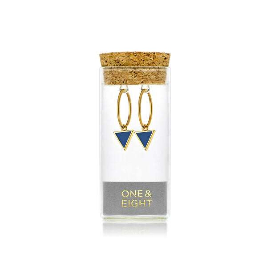 Womens * | One & Eight Navy Triangle Earrings