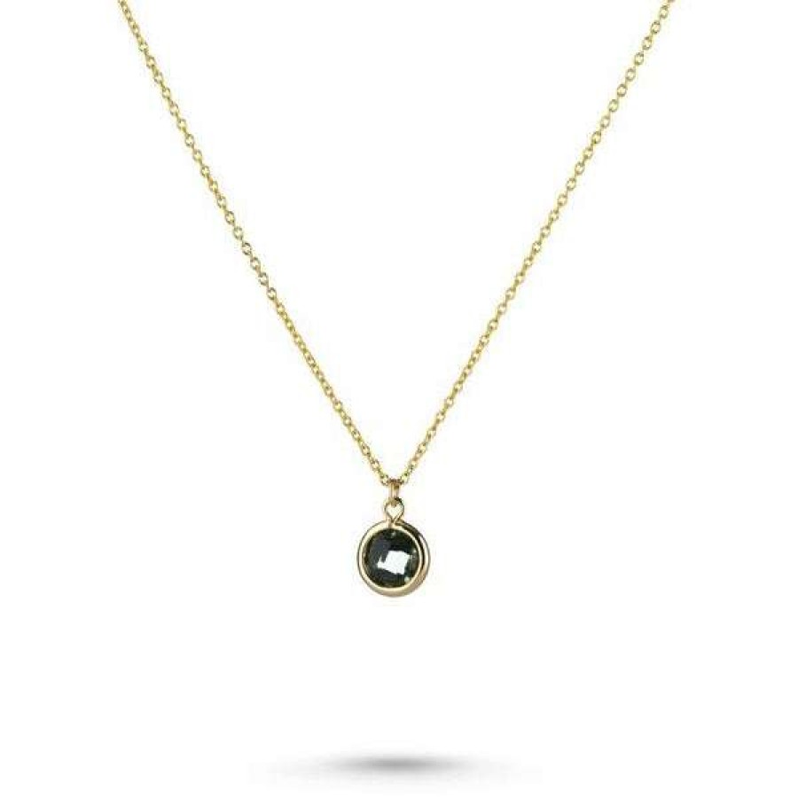 Womens * | One & Eight 2206 Smoke Glass Charm Gold Necklace