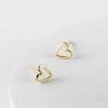 Womens * | One & Eight Gold Open Heart Studs