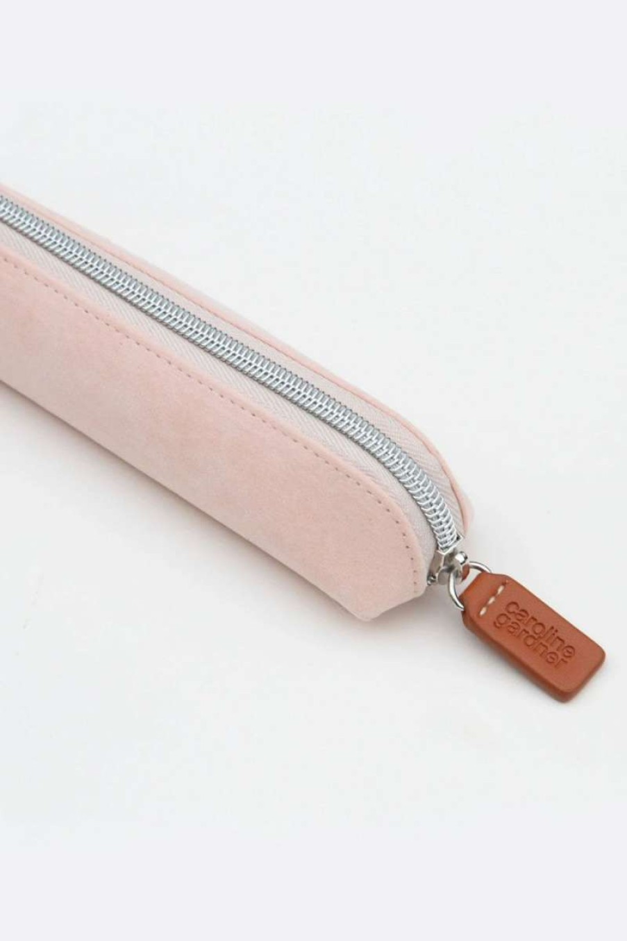 Lifestyle * | Caroline Gardner Pink Velvet Pencil Case