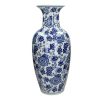 Homewares * | Melting Pot Amsterdam Porseleinen Vaas Blauw Met Bloemmotief 26.5 26.5X61Cm