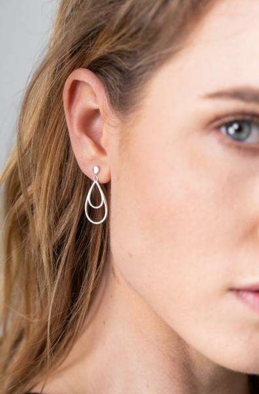 Womens * | One & Eight Silver Double Teardrop Earrings