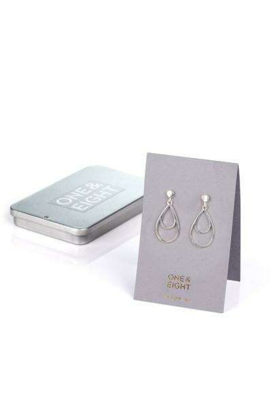 Womens * | One & Eight Silver Double Teardrop Earrings