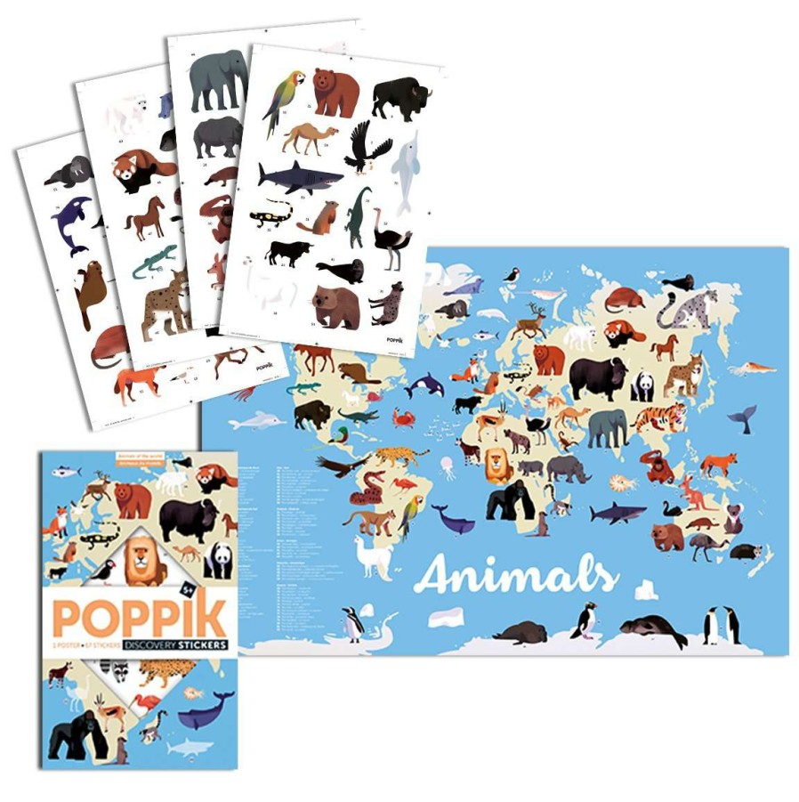 Homewares * | Poppik Discovery Sticker Poster Animals Of The World