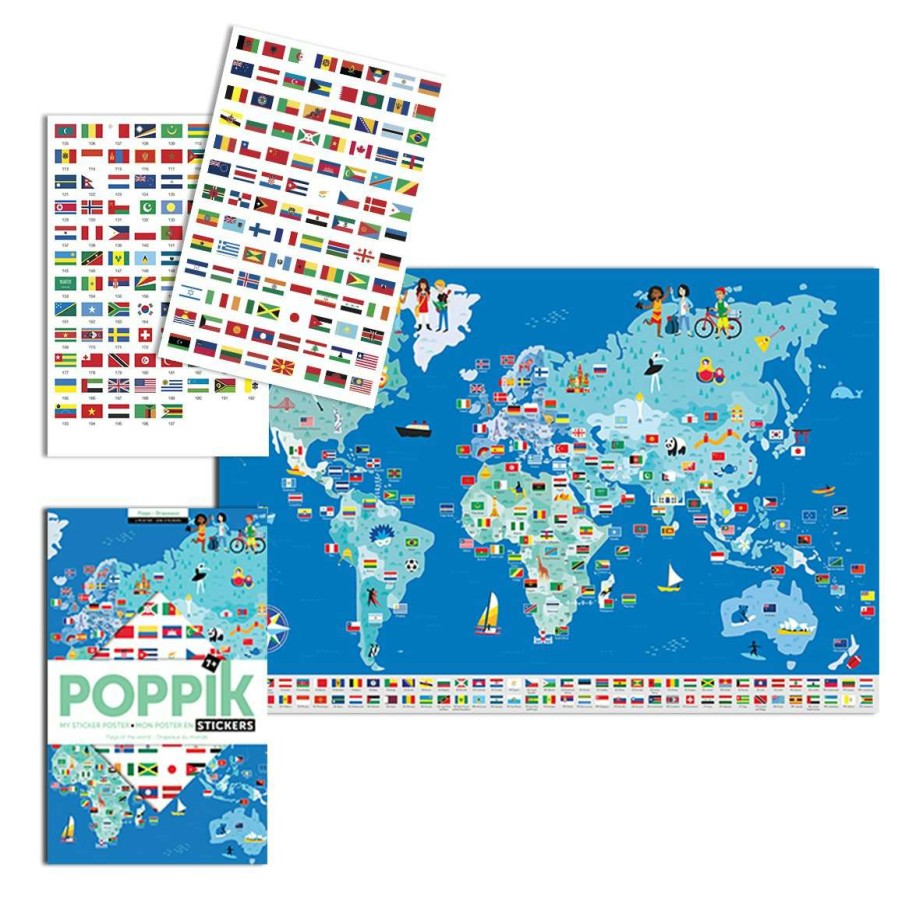 Homewares * | Poppik Discovery Sticker Poster Flags