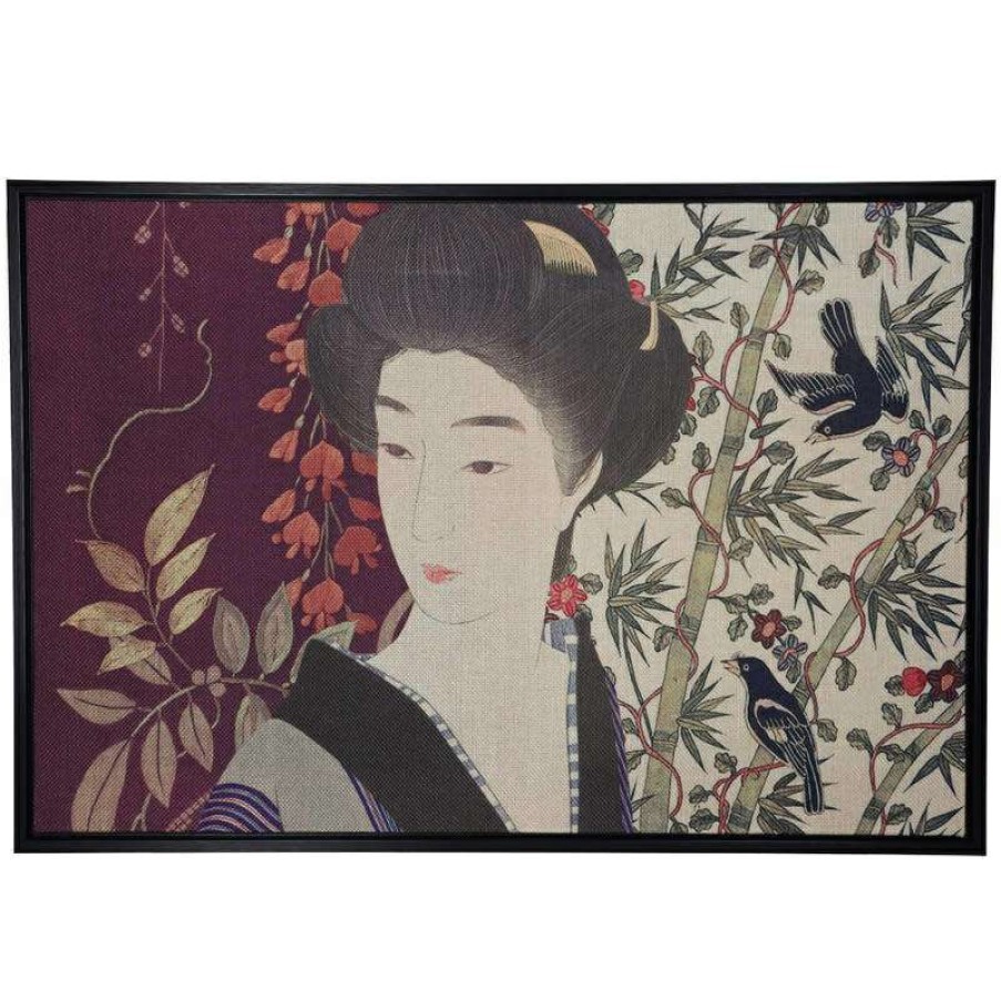 Homewares * | Melting Pot Amsterdam Wanddecoratie Geisha Op Linnen 60X3X40Cm