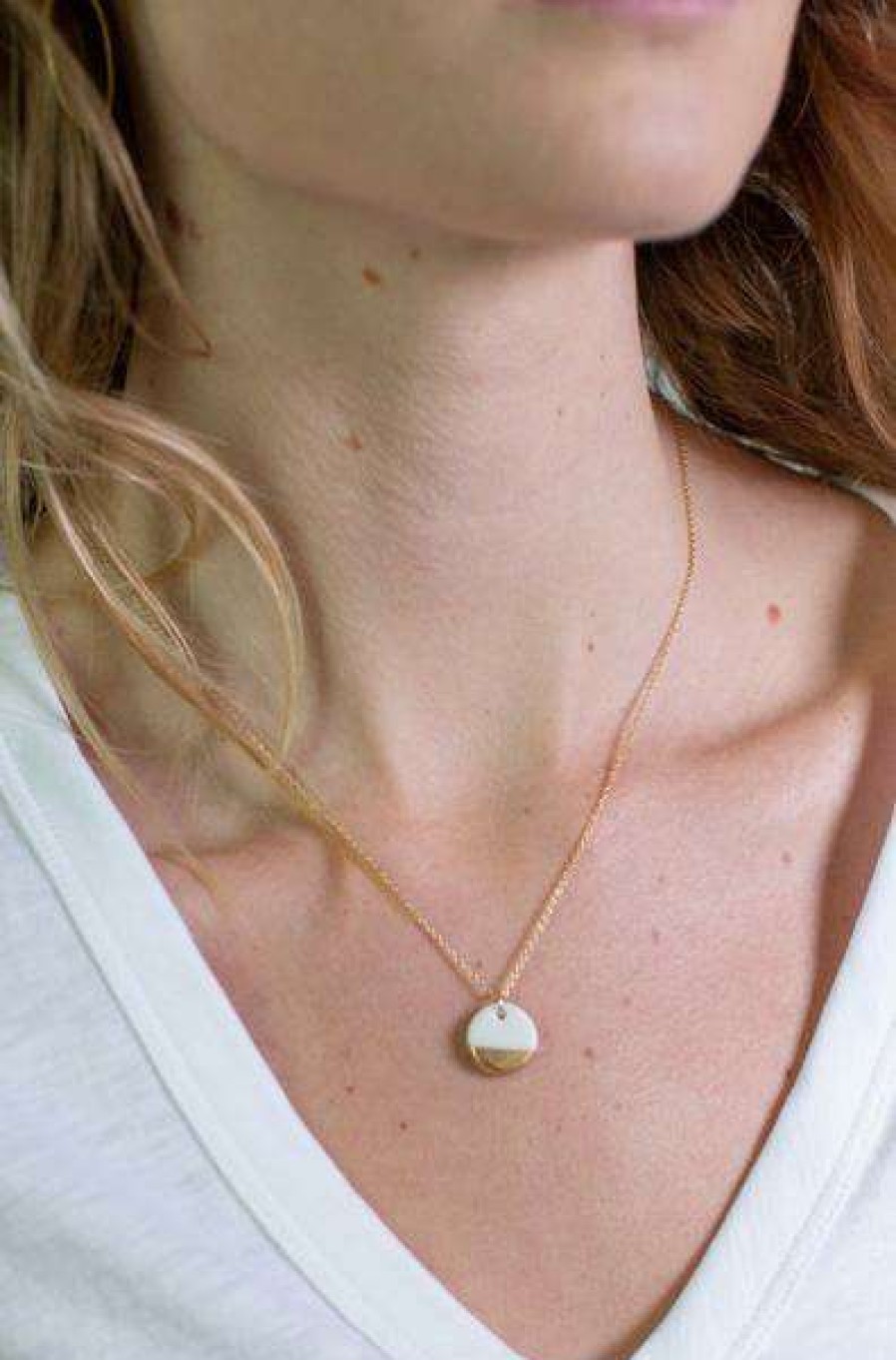 Womens * | One & Eight Porcelain Gold Dipped Necklace