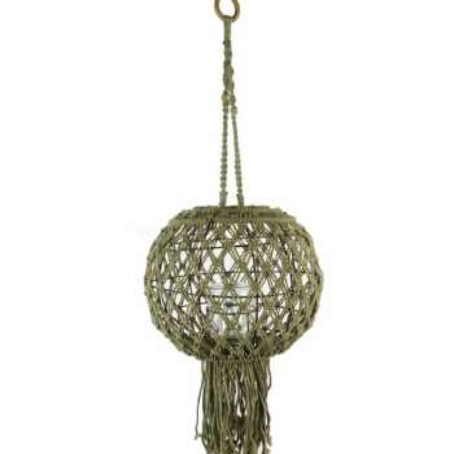 Homewares * | Melting Pot Amsterdam Macrame Lantern With Windlight Glass And Fringes