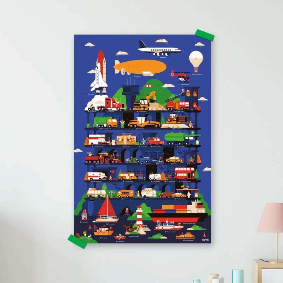 Lifestyle * | Poppik Educational Sticker Poster Vehicles