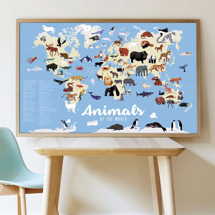 Lifestyle * | Poppik Animals Of The World Educational Sticker Poster + 76 Stickers