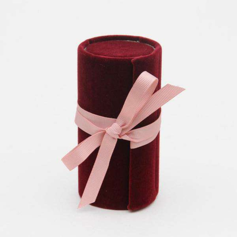 Womens * | Caroline Gardner Burgundy Velvet Mini Jewellery Box Tower