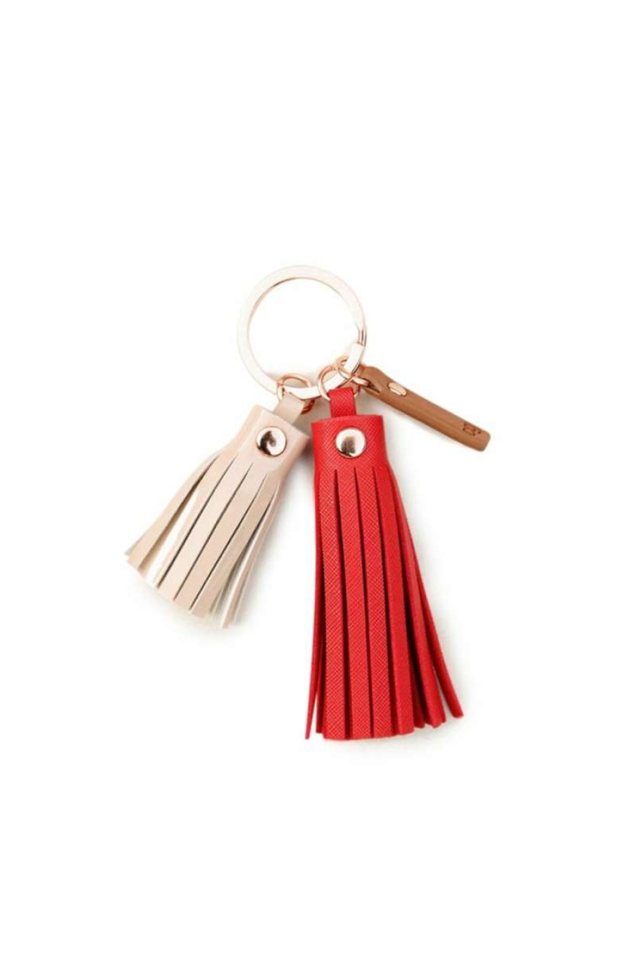 Womens * | Caroline Gardner Pink Red Double Tassel Keyring