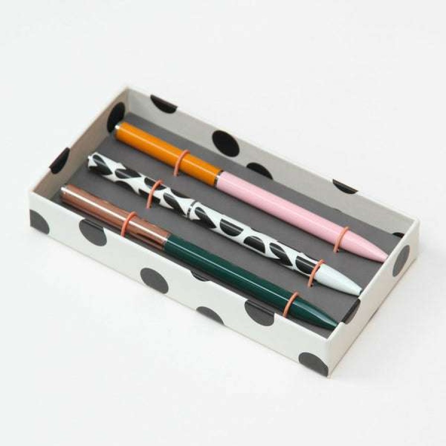 Lifestyle * | Caroline Gardner Set Of 3 Slim Pens Multi Geo Hearts