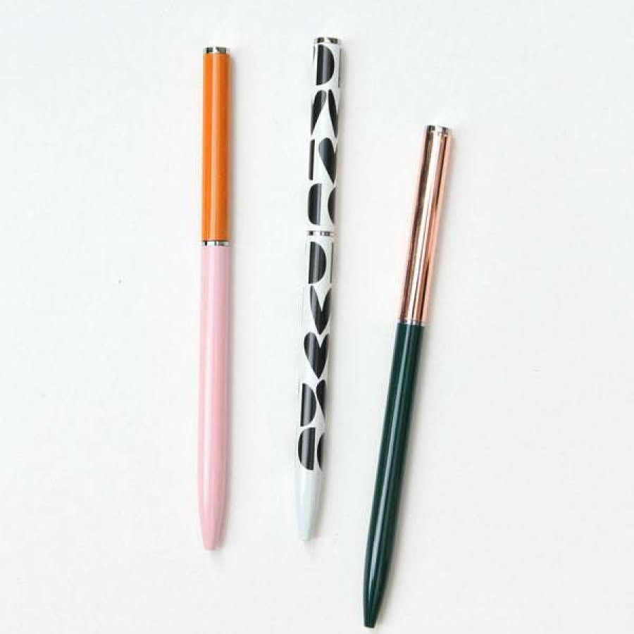 Lifestyle * | Caroline Gardner Set Of 3 Slim Pens Multi Geo Hearts