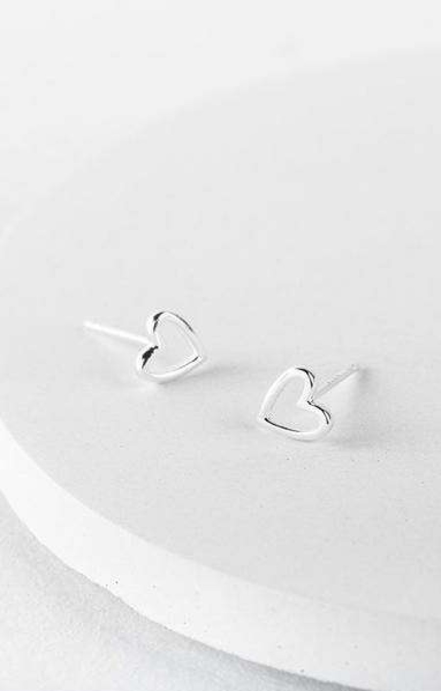 Womens * | One & Eight Silver Open Heart Stud Earrings