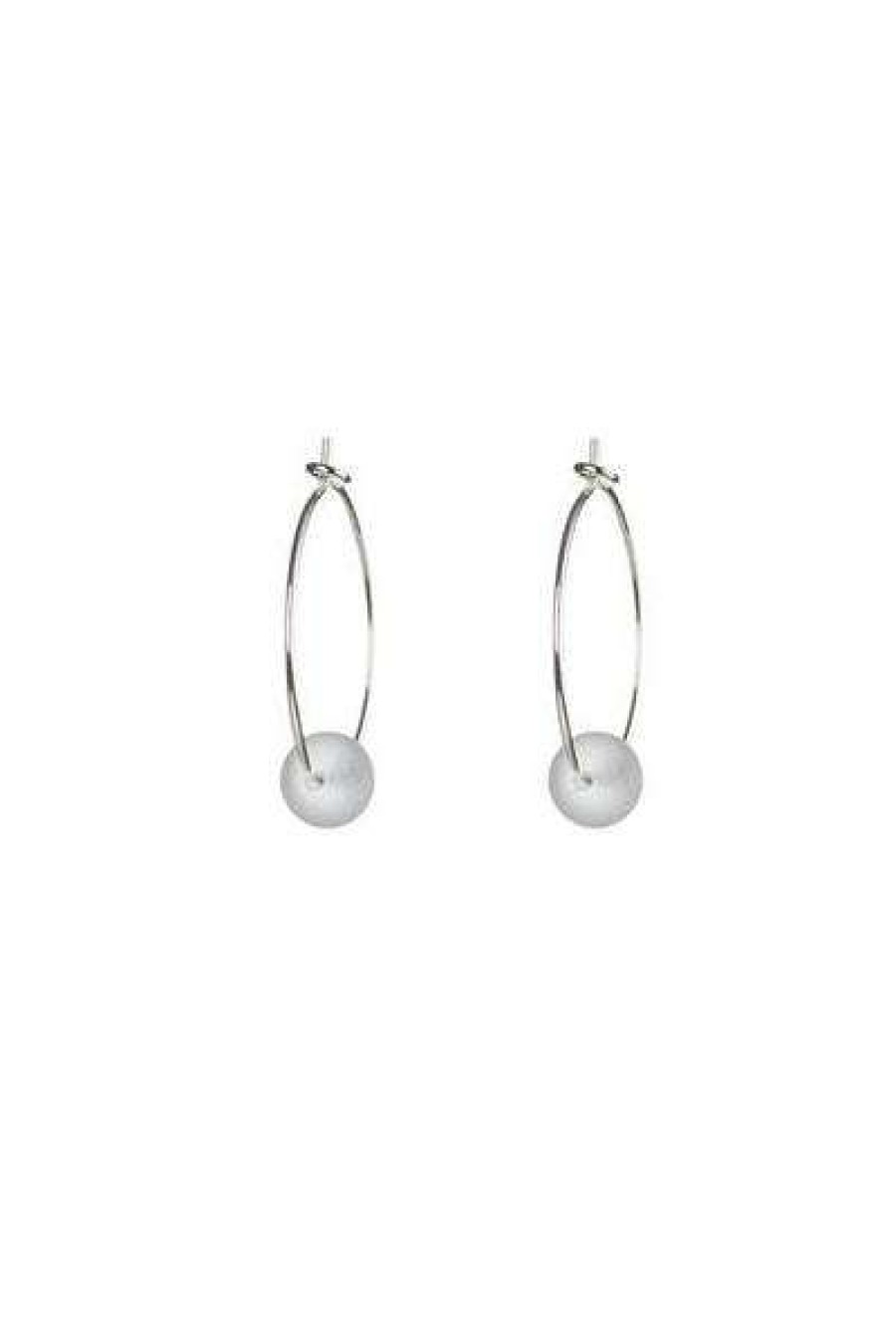 Womens * | One & Eight White Seaglass Silver Hoop Earrings