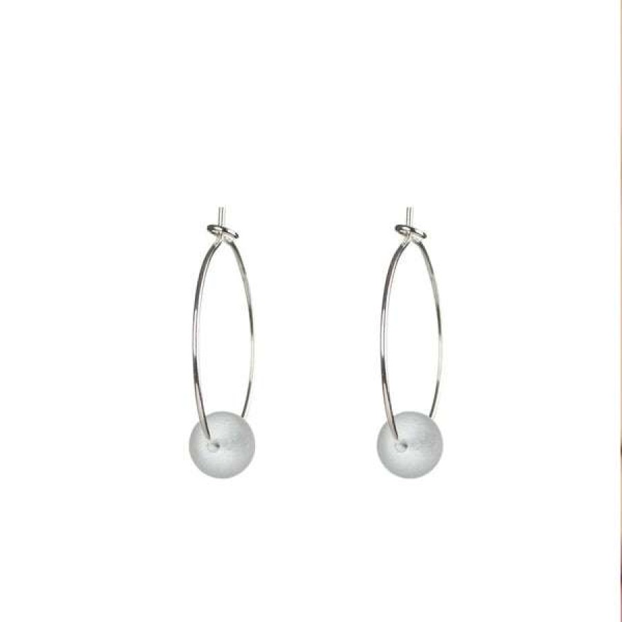 Womens * | One & Eight 2128 White Seaglass Silver Hoop Earrings