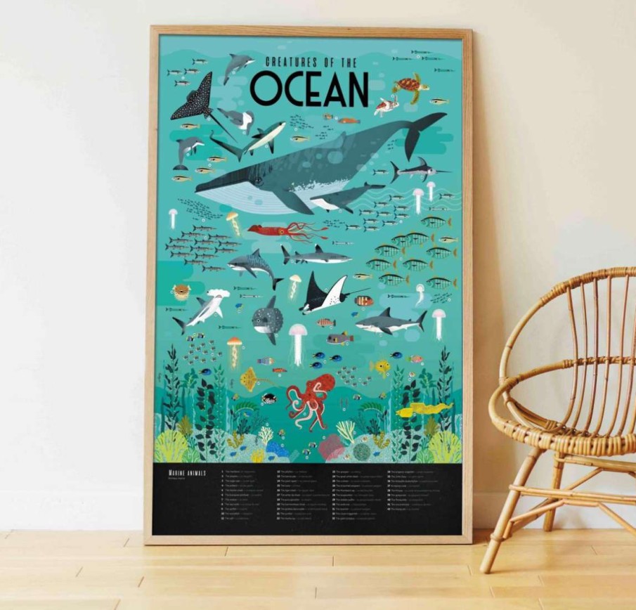 Homewares * | Poppik Large Ocean Animals Poster