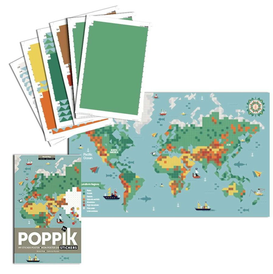 Homewares * | Poppik Creative Sticker Poster World Map