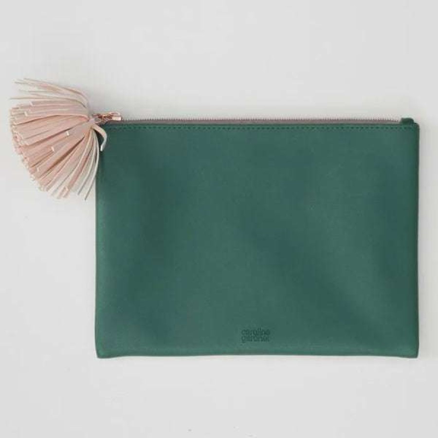 Womens * | Caroline Gardner Tassel Zip Pouch Green