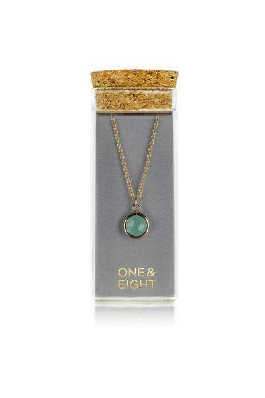 Womens * | One & Eight Aqua Glass Charm Gold Necklace