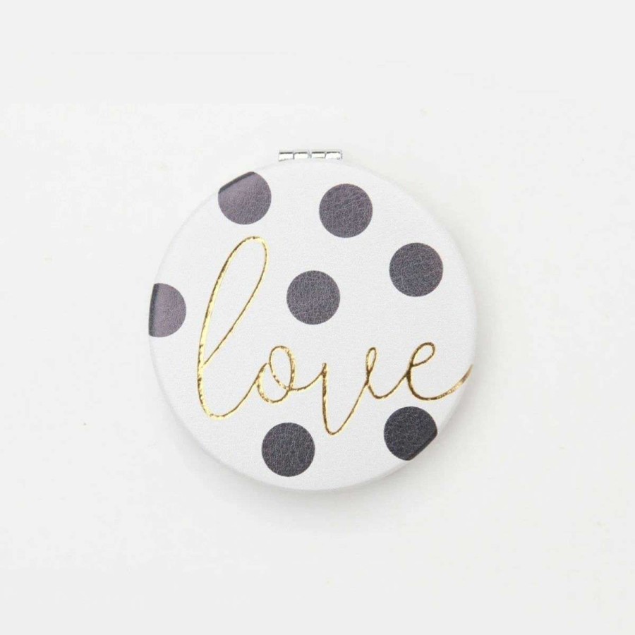 Womens * | Caroline Gardner White Love Scattered Spot Pocket Mirror