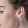 Womens * | One & Eight Silver Tolvan Charm Hoop Studs