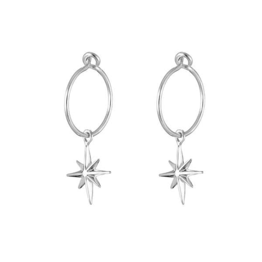 Womens * | One & Eight Recycled Silver North Star Earrings