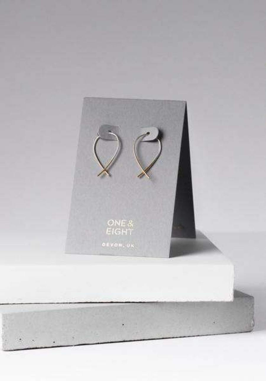 Womens * | One & Eight Gold Dipped Silver Mini Crossover Earrings