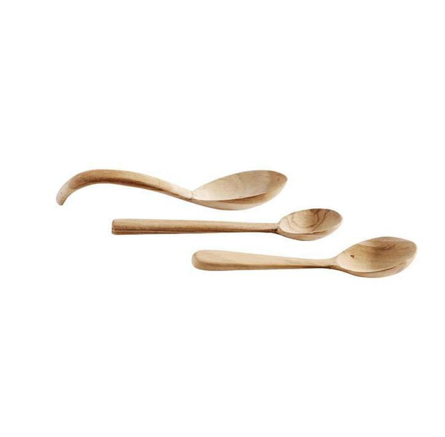 Homewares * | Muubs Set Of 3 Nature Teak Wood Musketeers Spoons