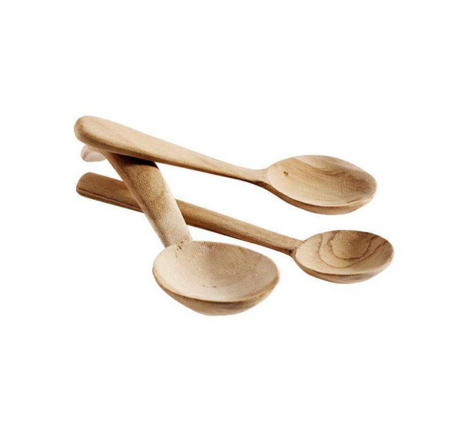 Homewares * | Muubs Set Of 3 Nature Teak Wood Musketeers Spoons