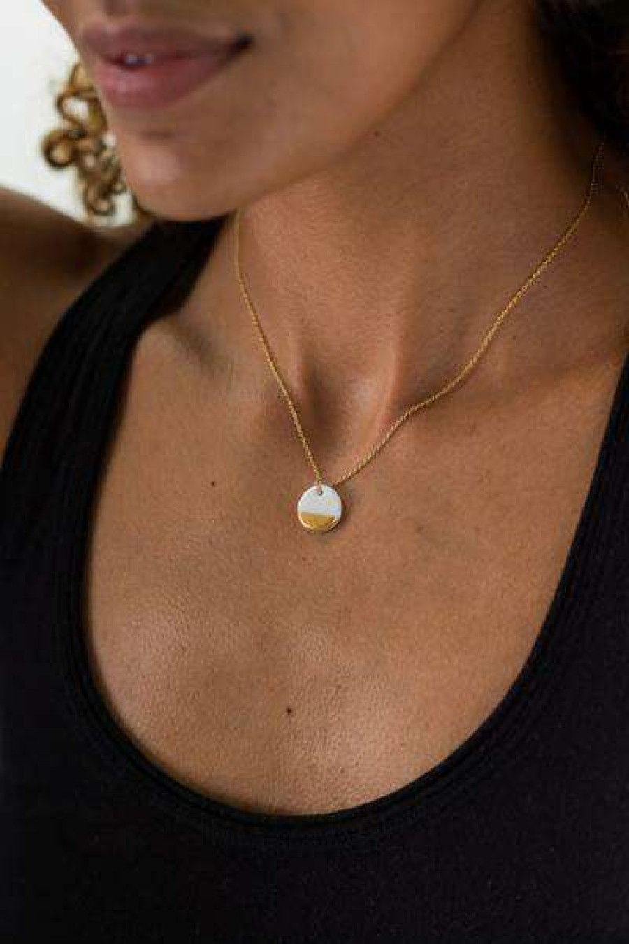 Womens * | One & Eight Matte Gold Dip Necklace